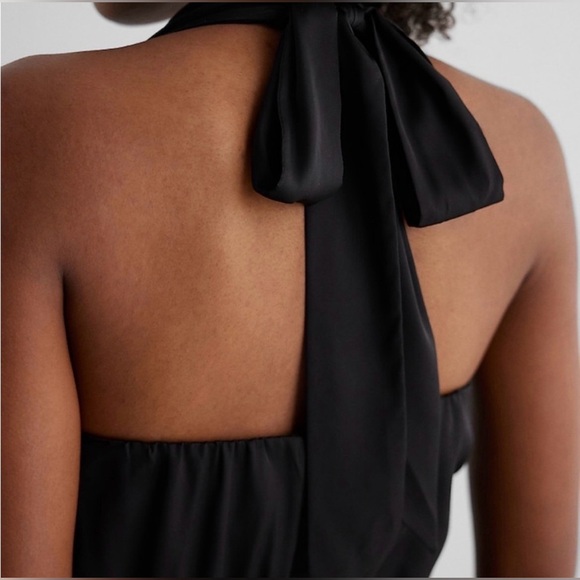 NWT Satin Tie Halter Cowl Neck Wide Leg Jumpsuit - Picture 4 of 6